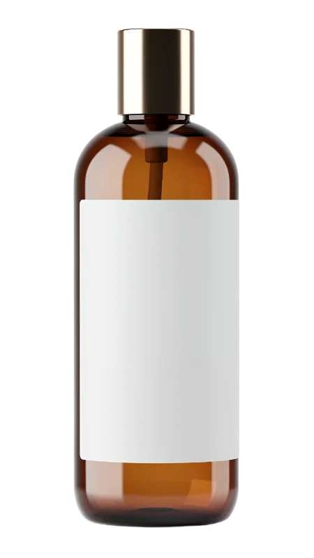 Amber Glass Cosmetic Bottle with Blank Label — Other transparent PNG image, amber