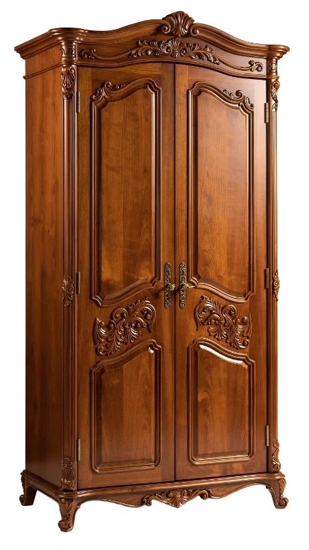 Antique Wooden Wardrobe with Ornate Carvings — Other transparent PNG image, antique