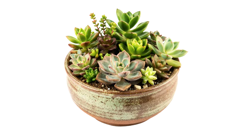 Assorted Succulent Plants in Ceramic Pot — Plants and Flowers transparent PNG image, botanical