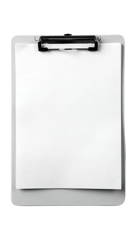 Blank White Paper on Grey Clipboard — Business transparent PNG image, blank