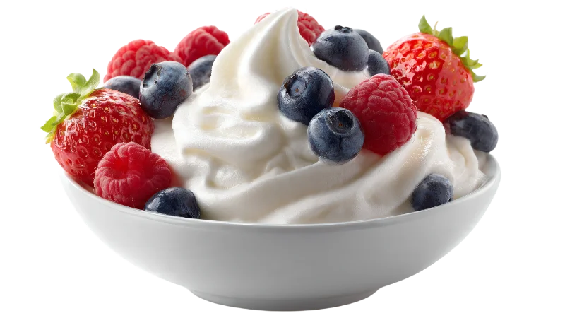 Bowl of Creamy Yogurt with Fresh Berries — Food transparent PNG image, berries