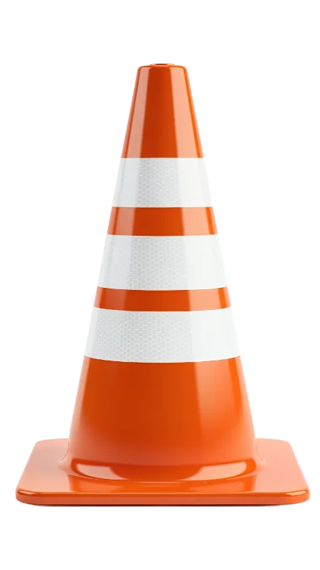 Bright Orange Traffic Safety Cone with Reflective Stripes — Industry transparent PNG image, cone