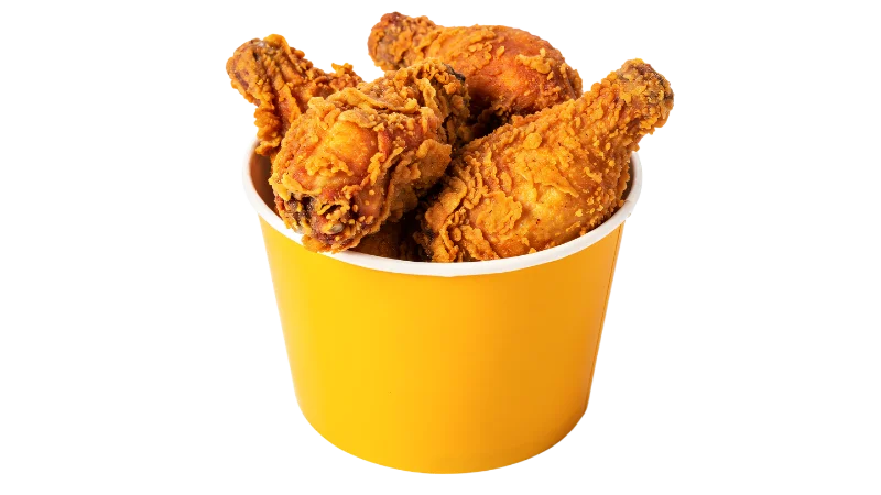 Bucket of Crispy Fried Chicken Pieces — Food transparent PNG image, breaded