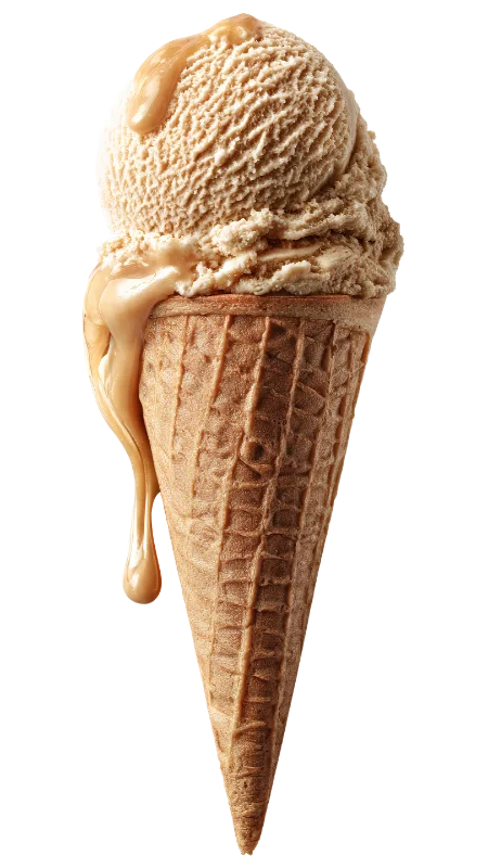 Caramel Drizzled Ice Cream Cone — Food transparent PNG image, caramel