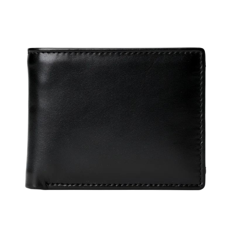 Classic Black Leather Bi-fold Wallet — Business transparent PNG image, accessory
