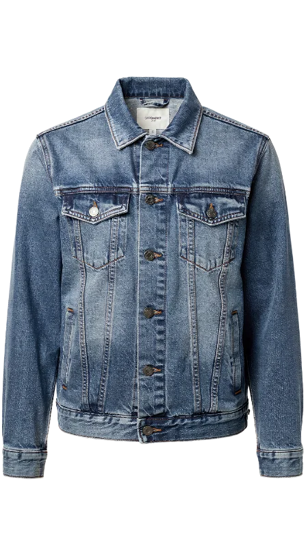 Classic Blue Denim Jacket for Men — Lifestyle transparent PNG image, apparel