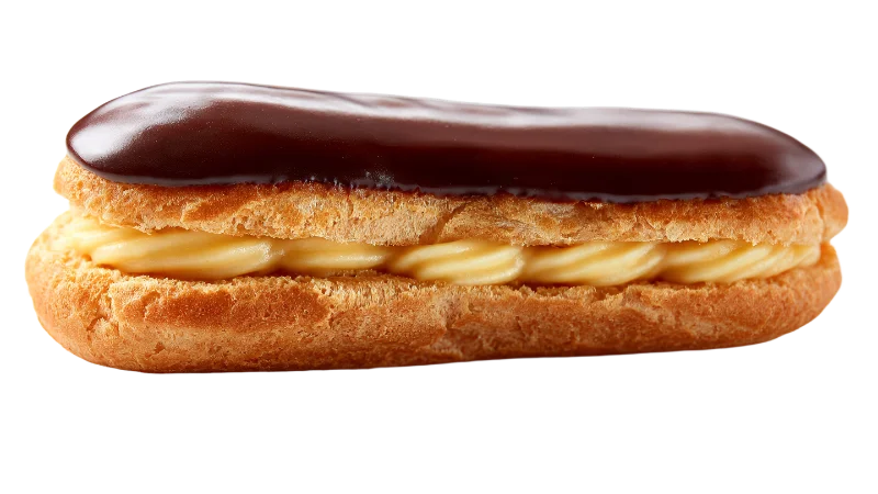 Classic Chocolate Eclair with Cream Filling — Food transparent PNG image, bakery