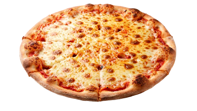 Classic Margherita Pizza with Melted Mozzarella — Food transparent PNG image, baked
