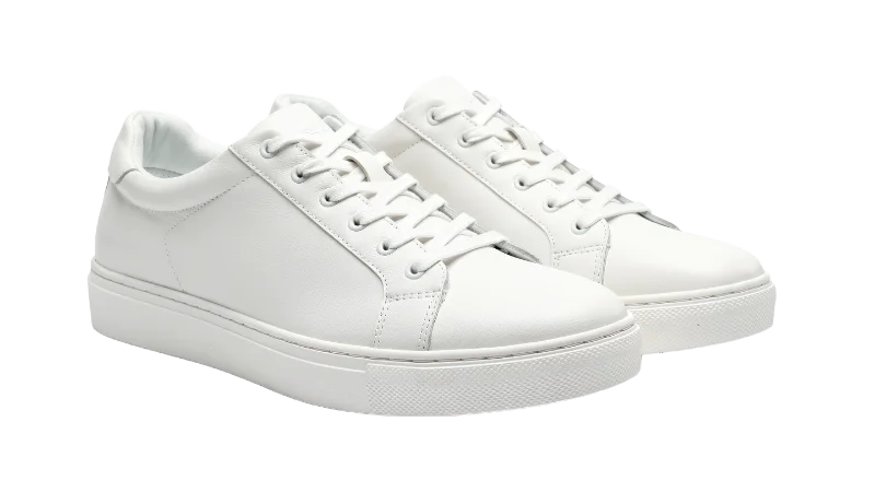 Classic White Leather Sneakers for Casual Wear — Lifestyle transparent PNG image, casual