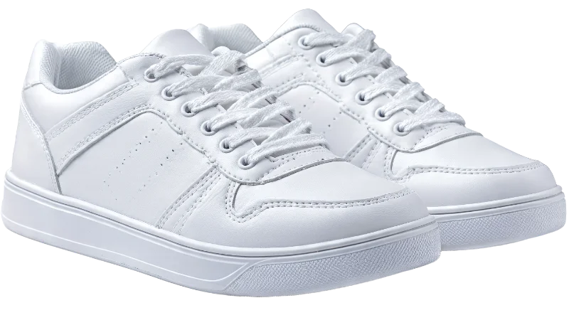 Classic White Leather Sneakers for Casual Wear — Lifestyle transparent PNG image, athletic