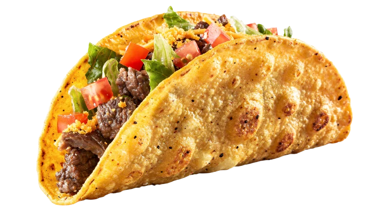 Crispy Beef Taco with Fresh Vegetables — Food transparent PNG image, beef