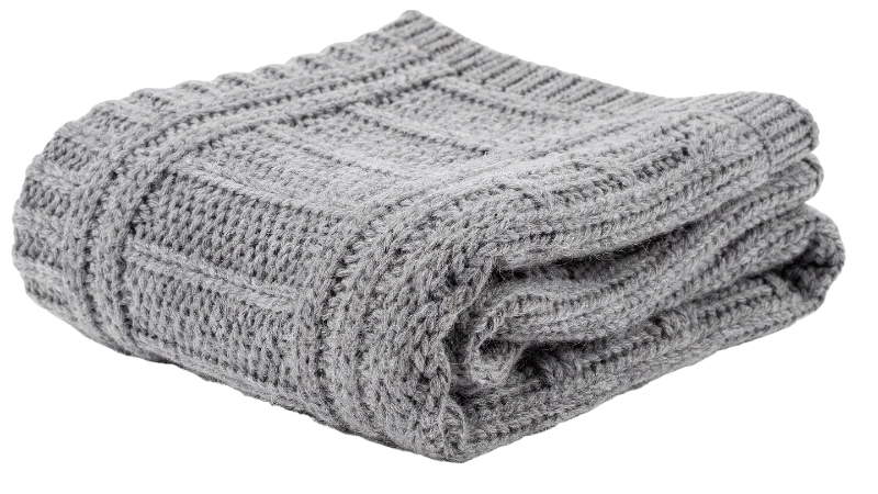 Folded Grey Knitted Wool Blanket — Hobbies and Leisure transparent PNG image, blanket