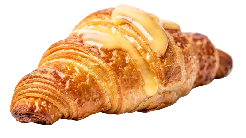 Fresh Buttery Croissant Drizzled with Sweet Glaze — Food transparent PNG image, bakery