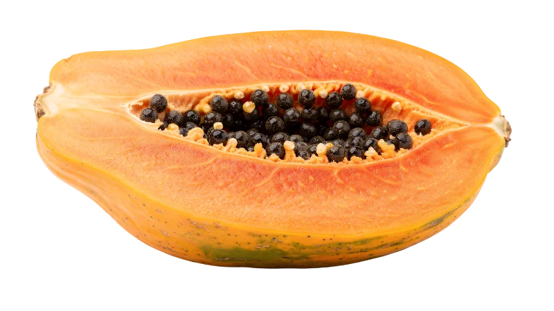 Fresh Half Papaya with Black Seeds — Food transparent PNG image, exotic