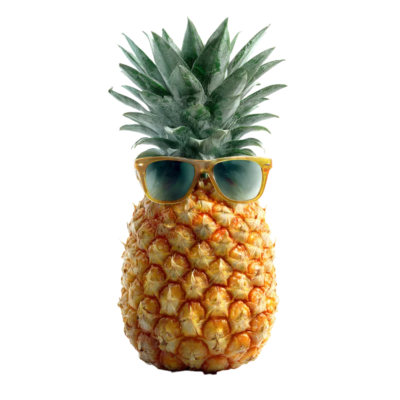 Fresh Pineapple Wearing Stylish Sunglasses — Food transparent PNG image, fresh