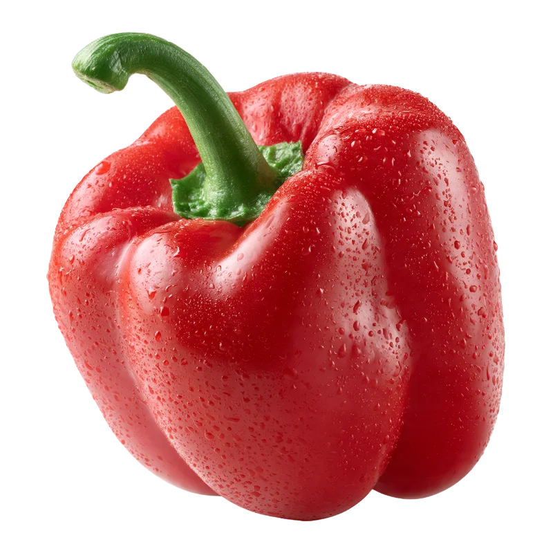 Fresh Red Bell Pepper with Water Droplets — Food transparent PNG image, capsicum