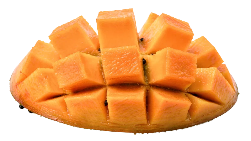 Fresh Ripe Mango Cubes Sliced in Grid Pattern — Food transparent PNG image, cubes