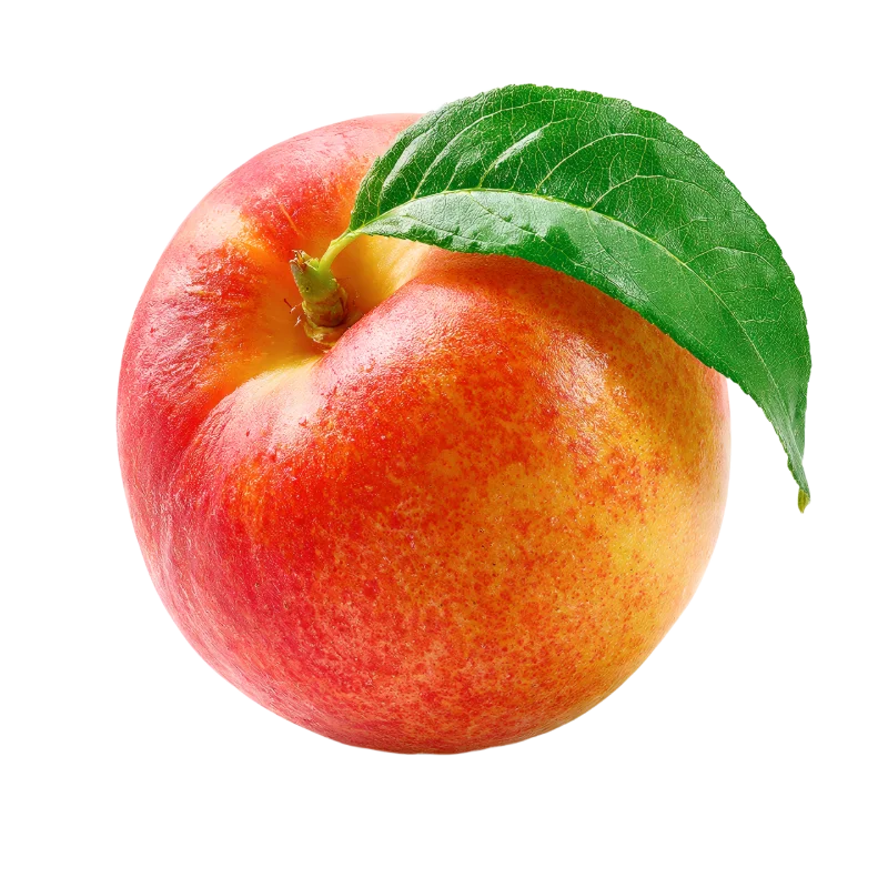 Fresh Ripe Peach with Green Leaf — Food transparent PNG image, food