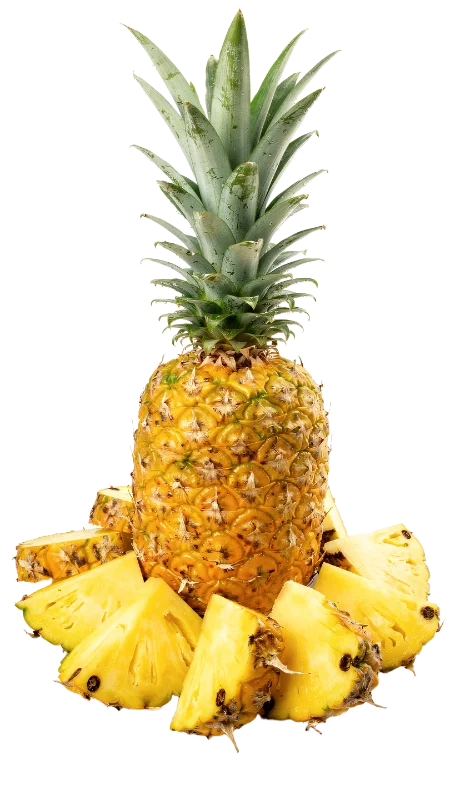 Fresh Ripe Pineapple with Sliced Pieces — Food transparent PNG image, fresh