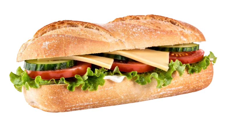 Fresh Vegetable Baguette Sandwich with Cheese — Food transparent PNG image, baguette
