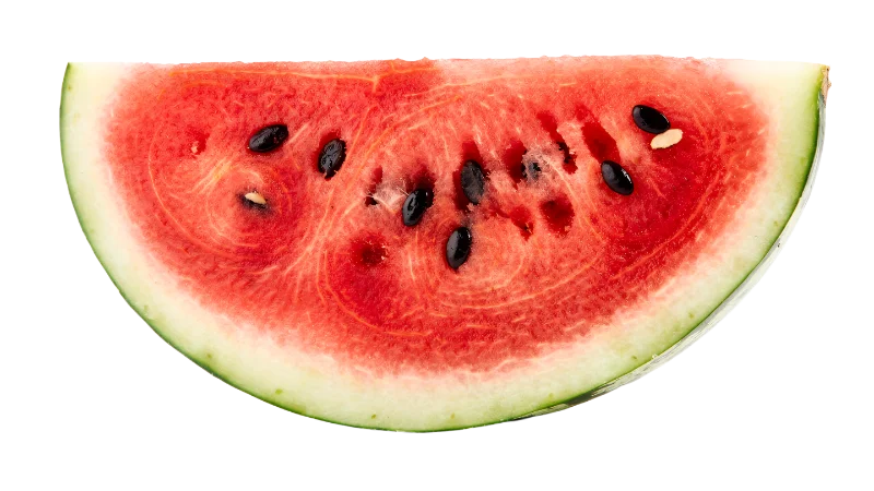 Fresh Watermelon Slice with Black Seeds — Food transparent PNG image, food