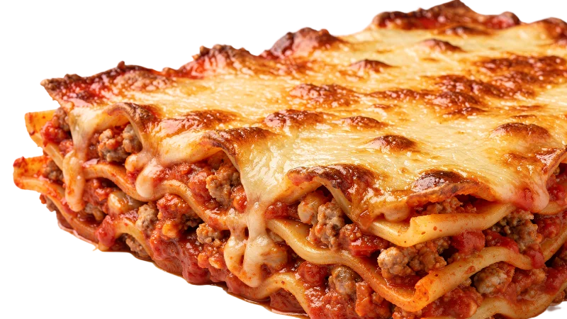 Freshly Baked Homemade Beef Lasagna Slice — Food transparent PNG image, baked