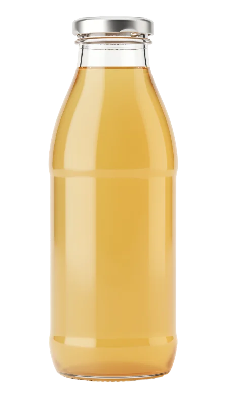 Glass Bottle of Apple Juice with Metal Cap — Drinks transparent PNG image, apple