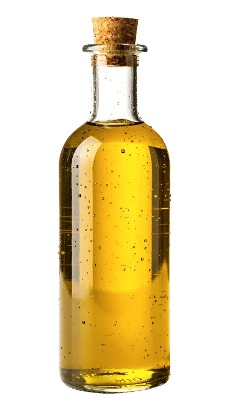 Glass Bottle of Golden Olive Oil with Cork Stopper — Food transparent PNG image, bottle