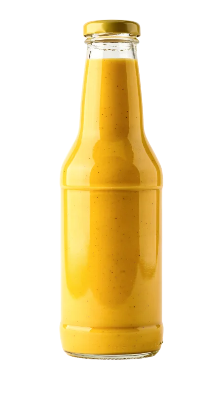 Glass Bottle of Yellow Mustard Sauce — Food transparent PNG image, bottle