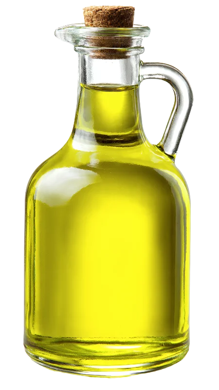 Glass Cruet Filled with Golden Olive Oil — Food transparent PNG image, bottle