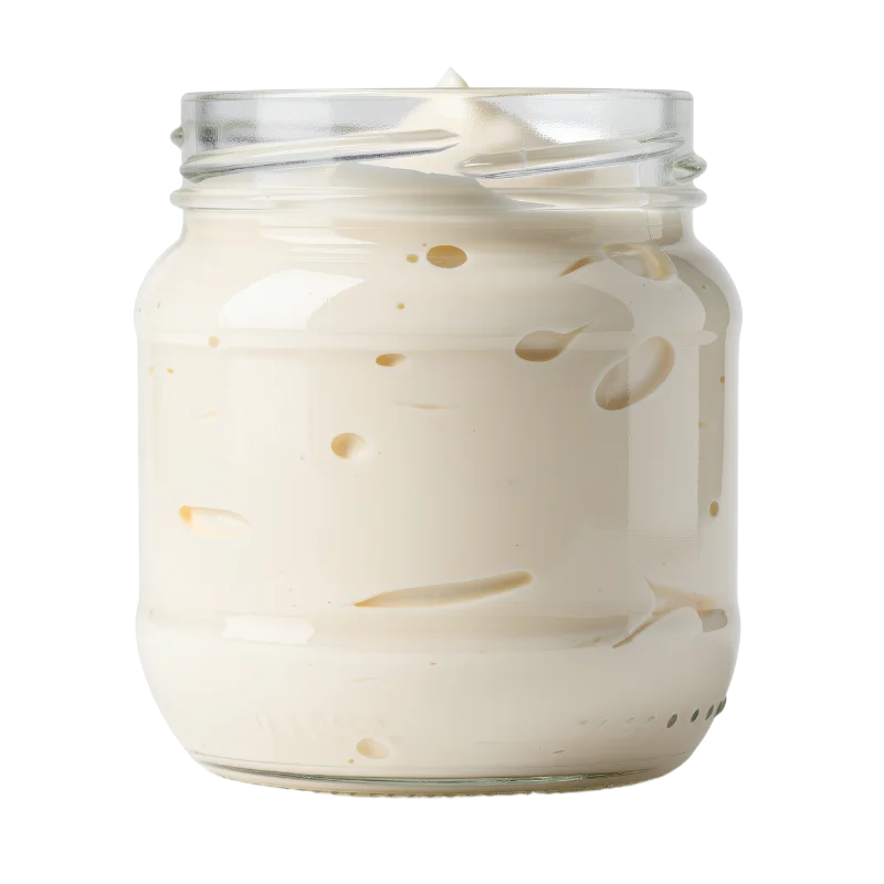Glass Jar Filled with Creamy Mayonnaise — Food transparent PNG image, condiment