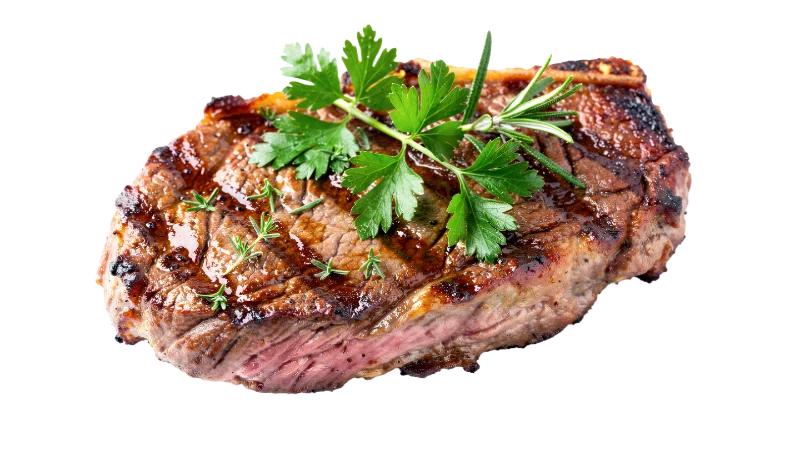 Grilled Beef Steak with Fresh Herbs — Food transparent PNG image, beef
