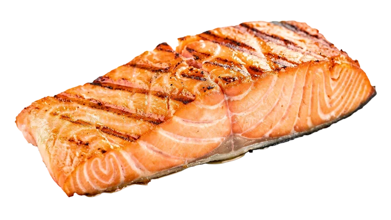 Grilled Salmon Fillet with Char Marks — Food transparent PNG image, cooked