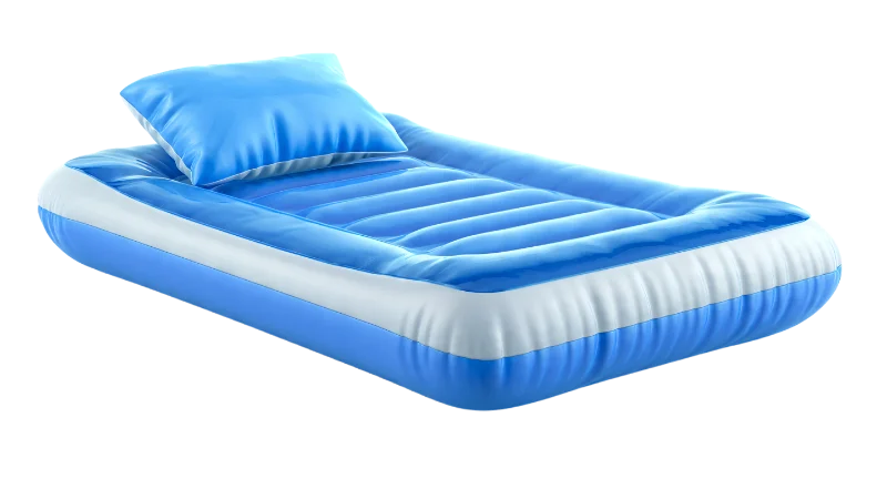 Inflatable Blue Air Mattress with Pillow — Hobbies and Leisure transparent PNG image, airbed