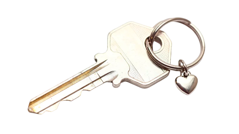 Metal House Key with Heart Keychain — Other transparent PNG image, heart