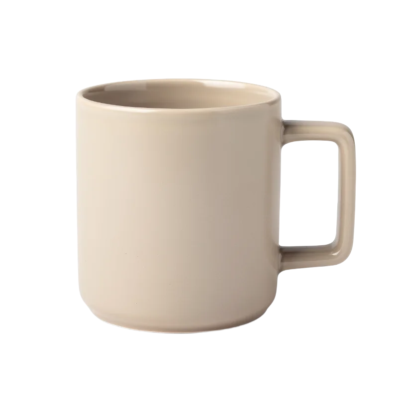 Minimalist Beige Ceramic Coffee Mug — Drinks transparent PNG image, beige