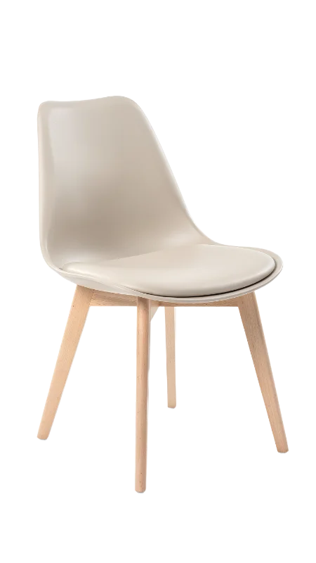 Modern Beige Dining Chair with Wooden Legs — Other transparent PNG image, chair
