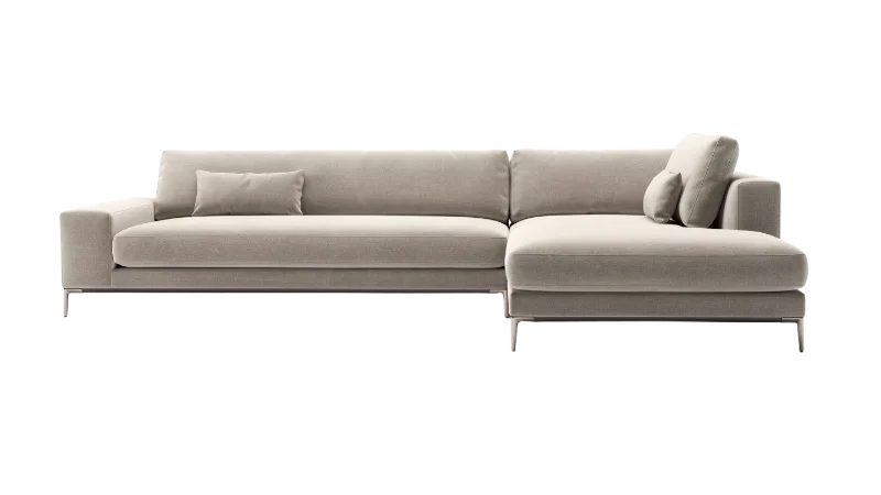 Modern Beige Sectional Sofa with Chaise — Other transparent PNG image, beige