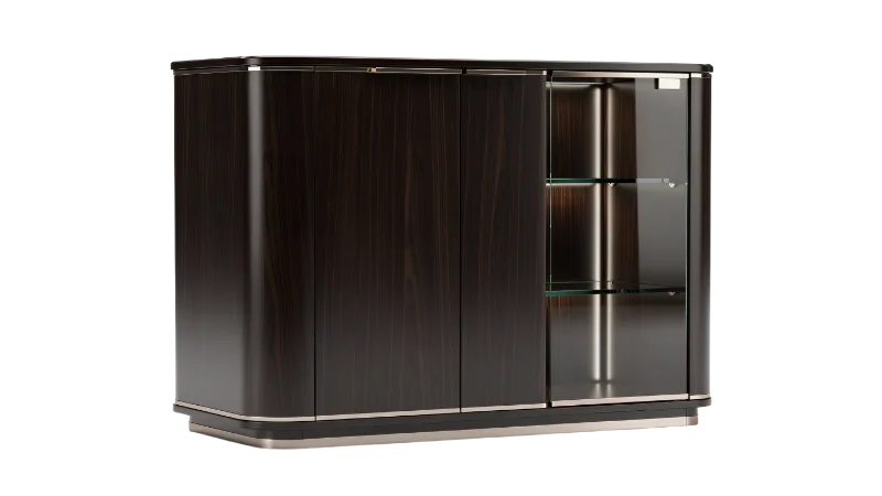 Modern Dark Wood Sideboard with Glass Display Cabinet — Other transparent PNG image