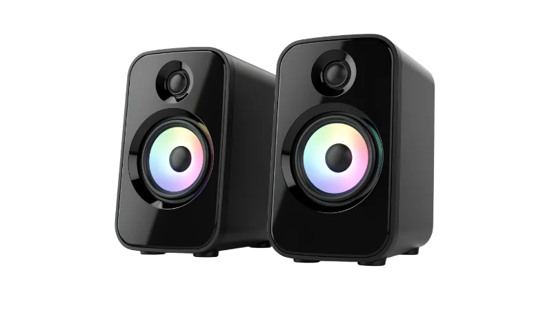 Modern Desktop Computer Speakers with RGB Lighting — Technology transparent PNG image, audio