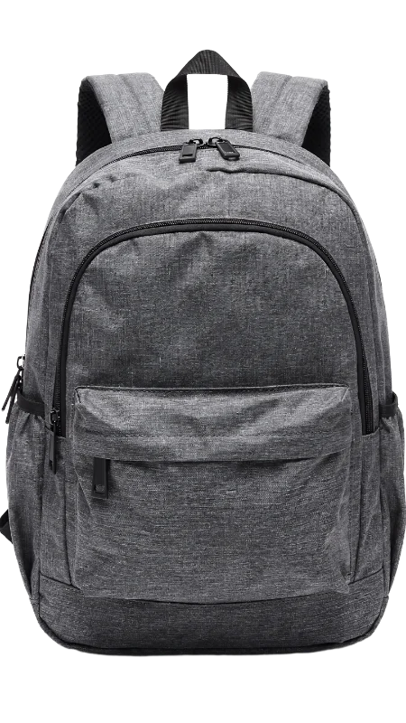 Modern Grey Fabric Backpack for School and Travel — Lifestyle transparent PNG image, accessory