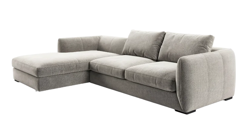 Modern Grey Sectional Sofa with Chaise — Other transparent PNG image, chaise