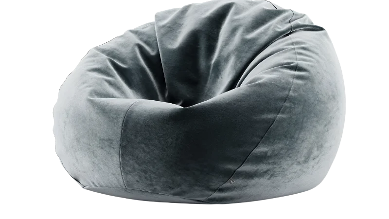 Modern Grey Velvet Bean Bag Chair — Other transparent PNG image, beanbag