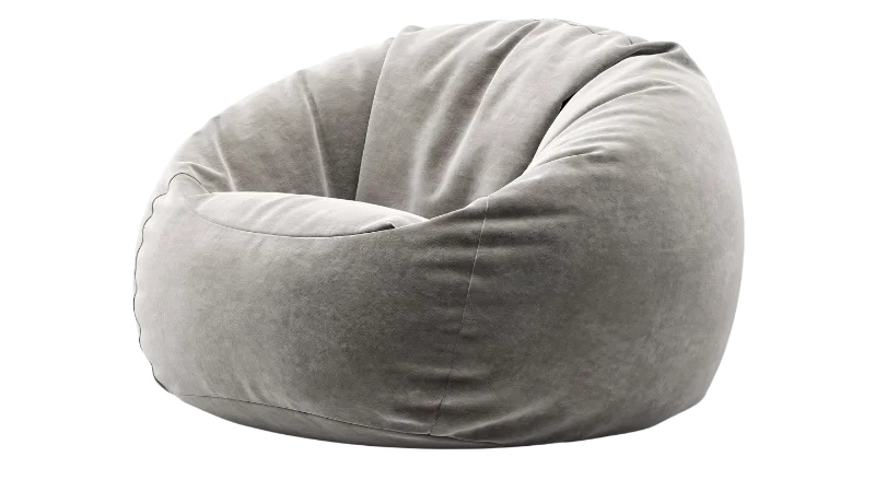 Modern Grey Velvet Bean Bag Chair — Other transparent PNG image, beanbag