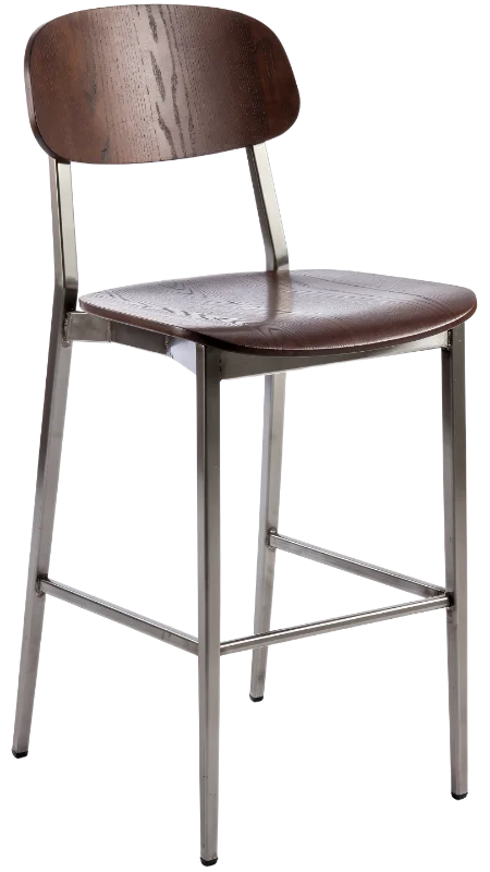 Modern Industrial Bar Stool with Wooden Seat — Other transparent PNG image, bar