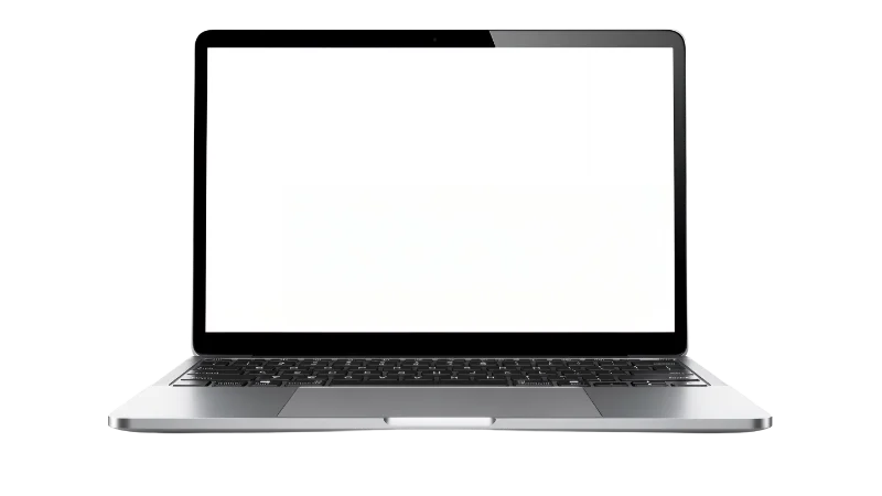 Modern Laptop with Blank White Screen — Technology transparent PNG image, blank