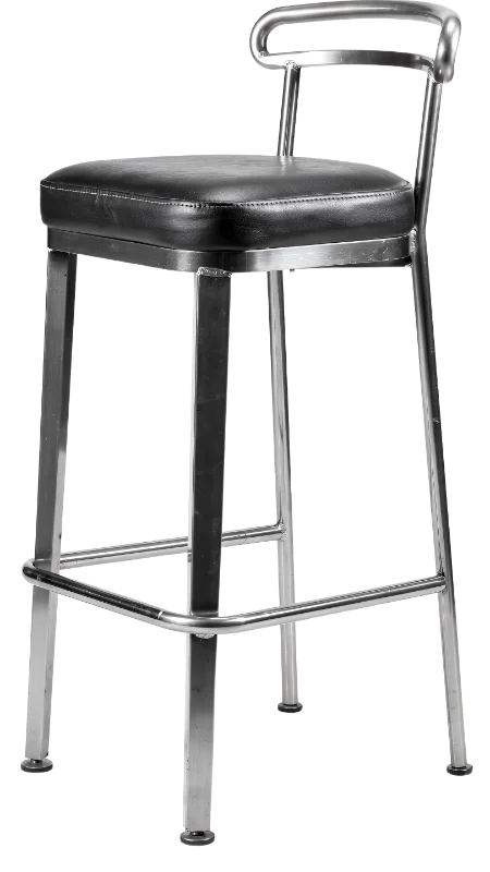 Modern Metal Bar Stool with Black Leather Seat — Other transparent PNG image, bar