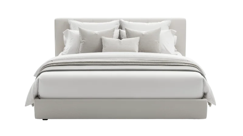 Modern Minimalist Bed with Neutral Bedding — Other transparent PNG image, bed