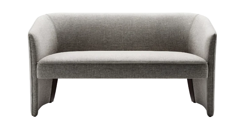Modern Minimalist Grey Fabric Loveseat — Other transparent PNG image, furniture