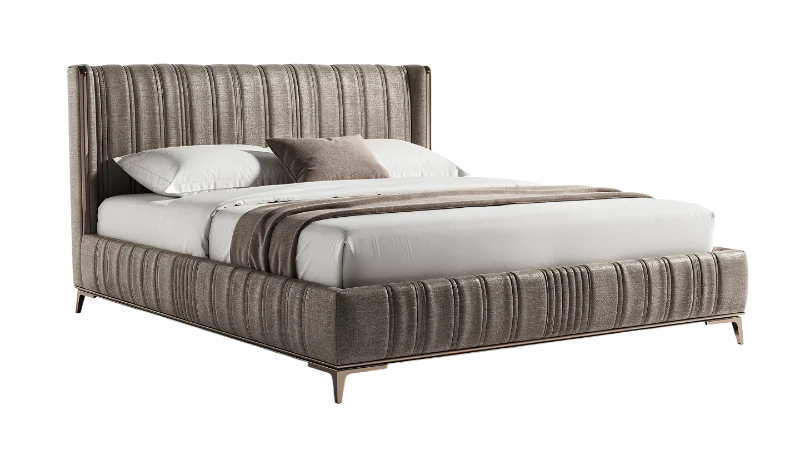 Modern Upholstered Bed with Vertical Channel Tufting — Other transparent PNG image, bed